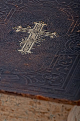 Vintage bible book, closeup