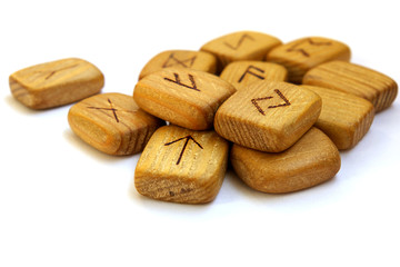 Old wooden runes