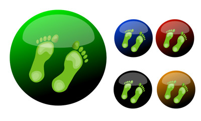 GreenFootprints on glossy buttons set