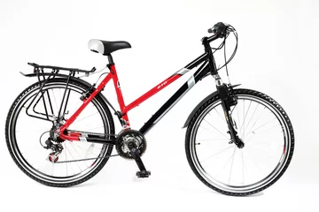 Photo sur Plexiglas Vélo Red bicycle on a white background