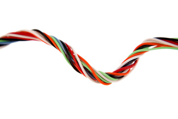 Colorful cabling on white background