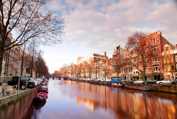 amsterdam canal - obrazy, fototapety, plakaty