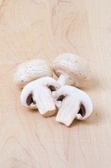 Mushrooms on Cutting Board