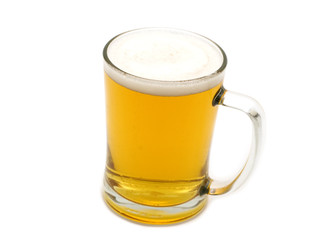 fresh beer on white background