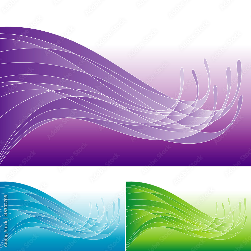 Aufkleber Set of abstract wave pattern. Vector layered.