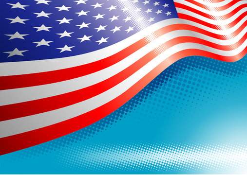 US Flag with halftone effects, Vector illustration layered.
