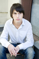 portrait of young serious handsome man.