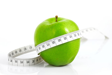 Green apples measured  the meter, sports apples