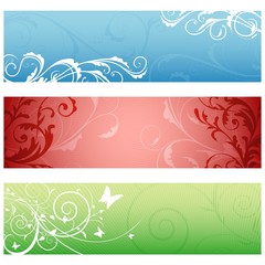 Floral Banners - popular multi-colored banners as illustration