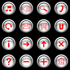 White buttons on black. Vector.