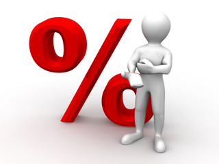 Men with percent. 3d