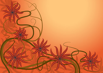 Decorative floral background with orange flowers