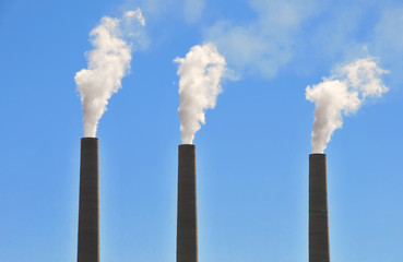 Powerplant Chimneys near Page, Arizona USA.