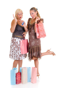 Mother, daughter shopping