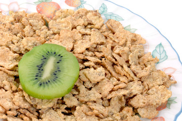 Healthy breakfast cornflakes and fruit