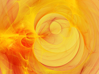 Digitally rendered abstract orange fractal flame storm. Backgrou