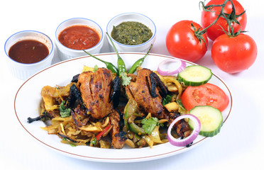 tandoori quail in platter