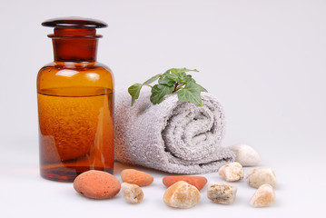 Still life with spa treatment equipments