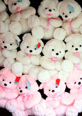 white and pink teddy bears