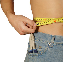Man with line-up on his waist