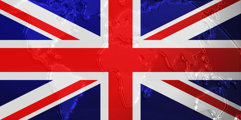 Flag of United Kingdom metallic map
