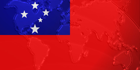 Obraz na płótnie Canvas Flag of Samoa metallic map