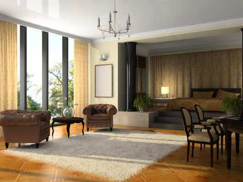 View on the modern hotel suite