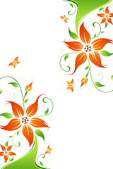Obraz premium Abstract vector flower background with butterfly