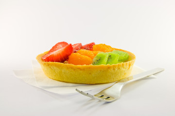 Fototapeta na wymiar Fruit Tart with Fork