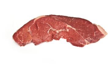 Steak isolated on a white studio background.