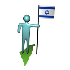 man with Israeli Flag on map