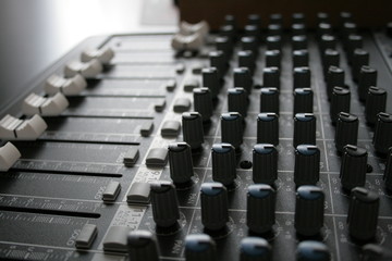 Audio mixer close-up