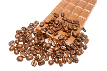 Coffee grains and chocolate