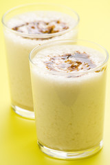 fresh fruit milk shake banana and caramel