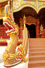 Stairs of Buddhist church in Chiang Rai province, Thailand