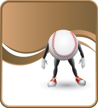 classy brown baseball cartoon character