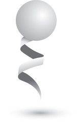 Ping pong ball with ribbon