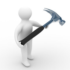 repairman with the tool on a white background. 3D image