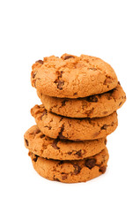 Chocolate cookies isolated on the white background