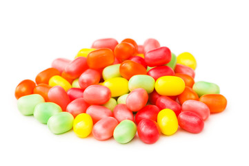 Various jelly beans isolated on the white background
