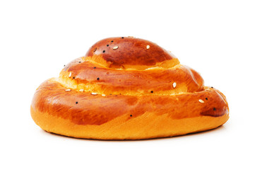 Fresh bun isolated on the white background