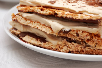 slice of cake, focus on texture in front