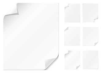 Blank, realistic vector pages with curling edges
