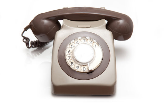 GPO style telephone isolated on a white studio background
