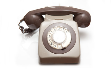 GPO style telephone isolated on a white studio background