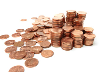 coins  on white background