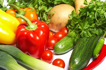 Fresh Vegetables, Fruits and other foodstuffs.