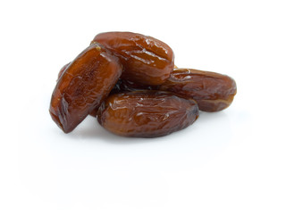 Dries dates on a white background