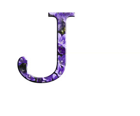 Letter J from the alphabet in flowers campanula