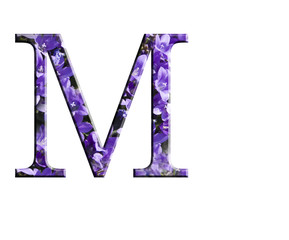 Letter m from the alphabet in flowers campanula